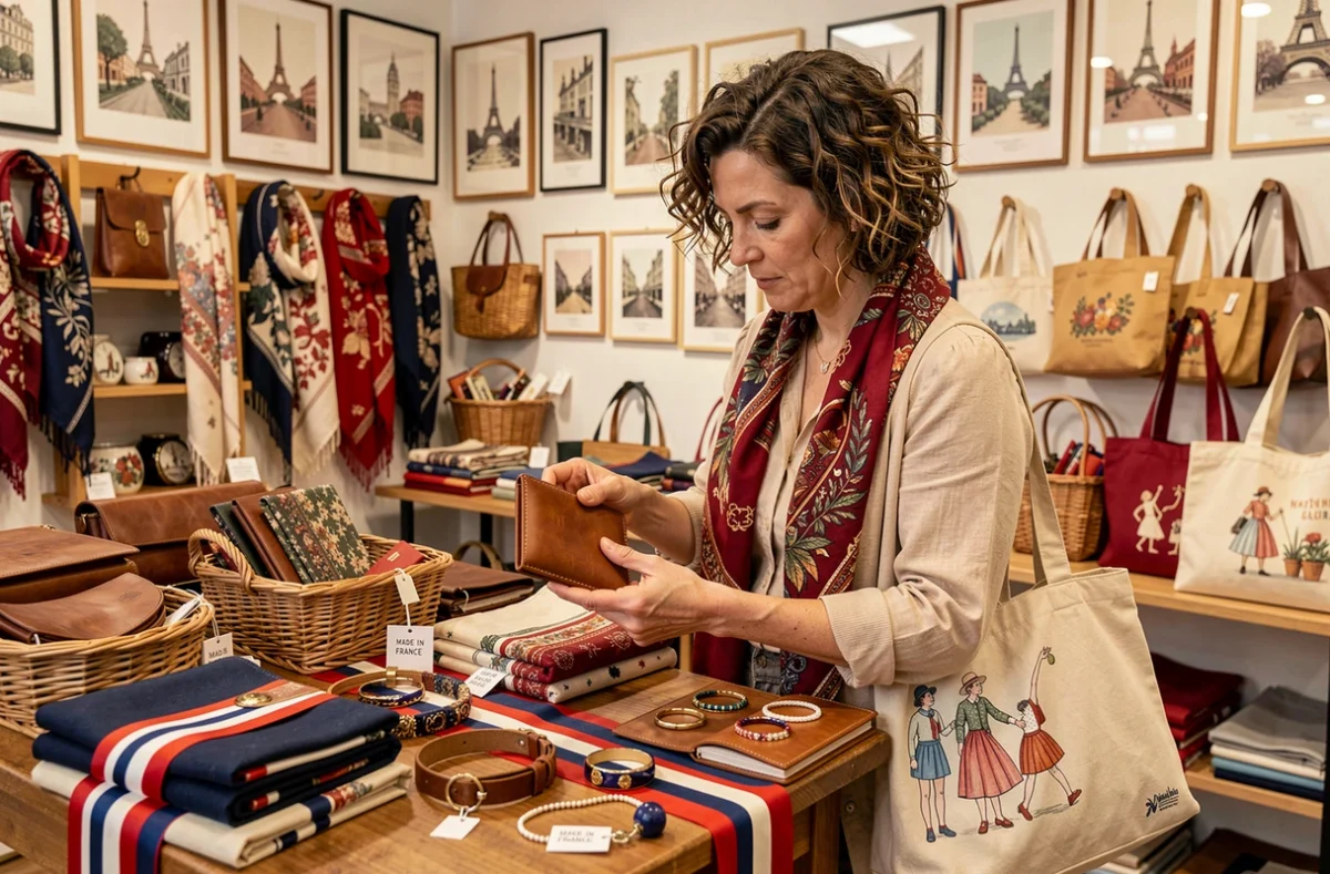 Boutique Do You Speak Français proposant des accessoires et créations d'artisans français dans un décor tricolore élégant