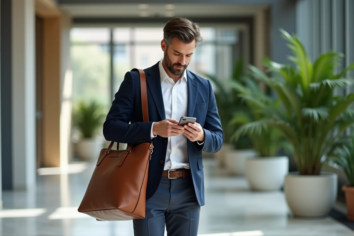 Homme d'affaires en costume dans un bureau moderne
