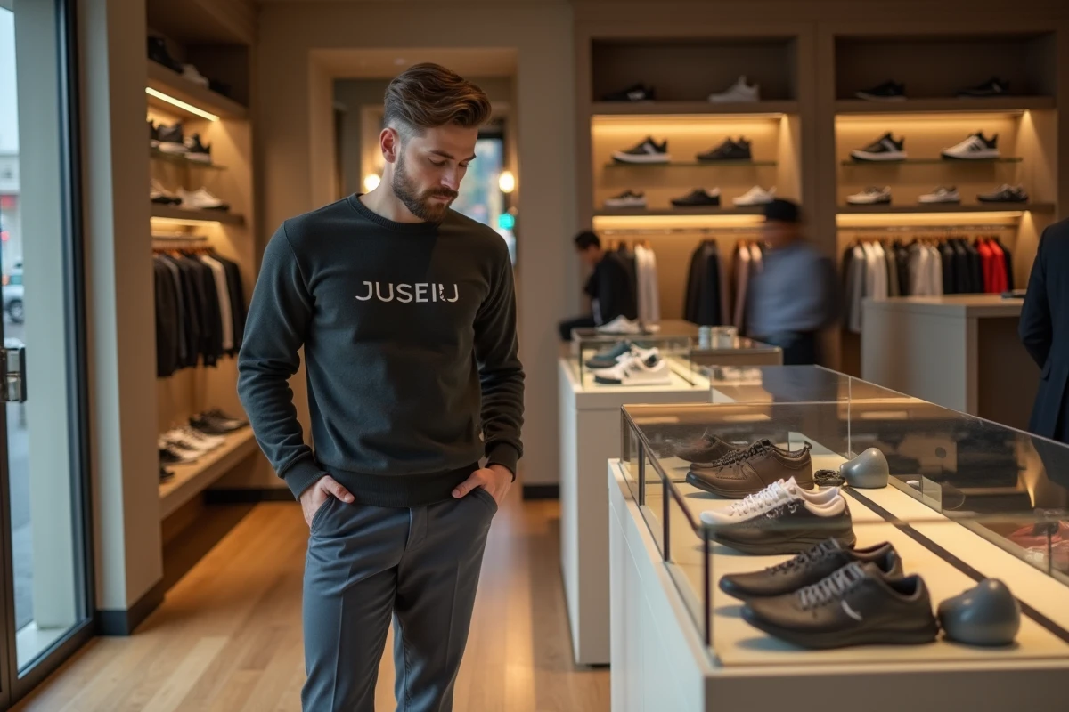 Jeune homme dans une boutique de luxe moderne